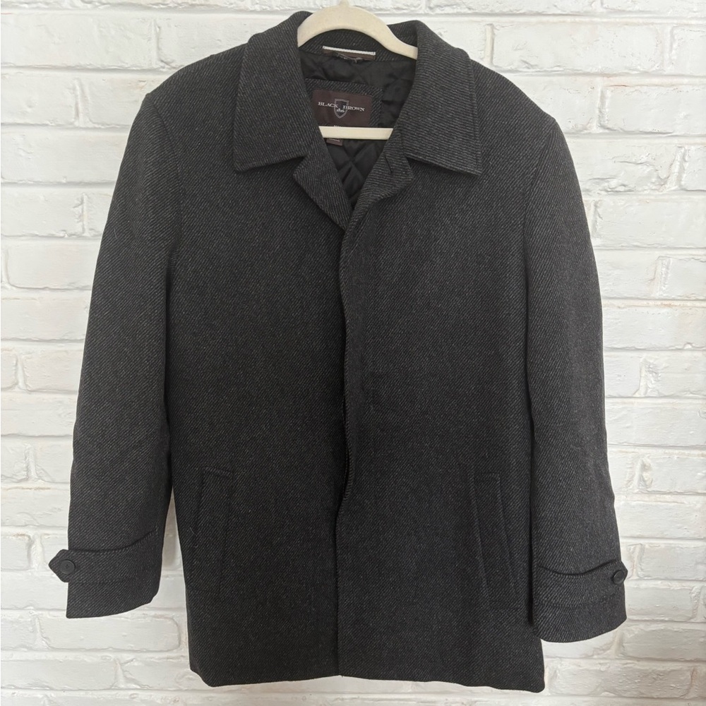 Black Brown 1826 Dark Gray Wool Blend Pea Coat